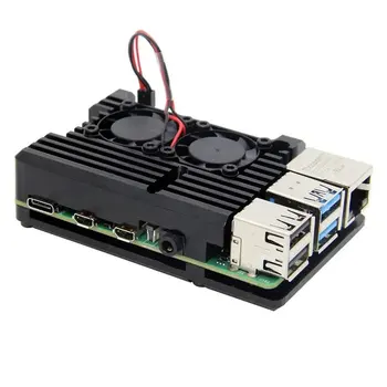 

For Raspberry Pi 4 Model CNC Aluminum Alloy Case Metal Armor Shell with Heat Sinks for Raspberry dual Fans