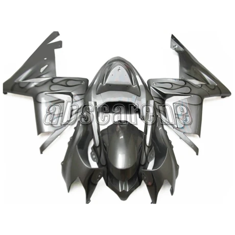Инжекторный полный обтекатель комплект для Kawasaki ZX10R 2004 2005 ZX-10R 04 05 ABS пластик мотоцикл Cowlings серебро с черным пламенем