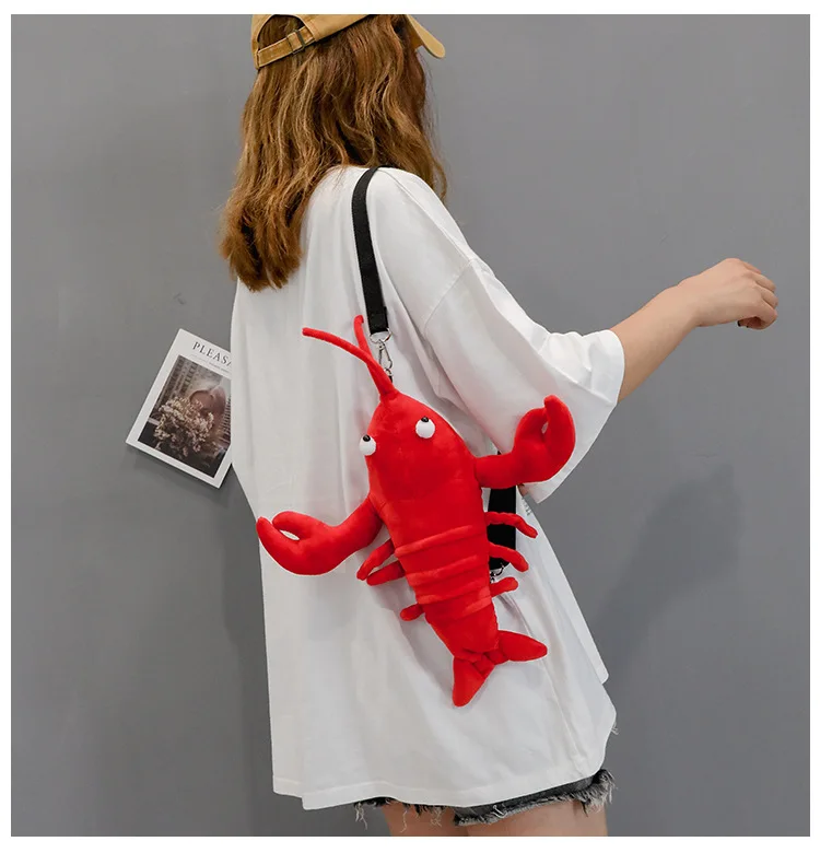 LJT Crayfish маленькая сумка Корейская женская индивидуальность забавная плюшевая нагрудная сумка для девочек Милая дорожная сумка через плечо bolso mujer