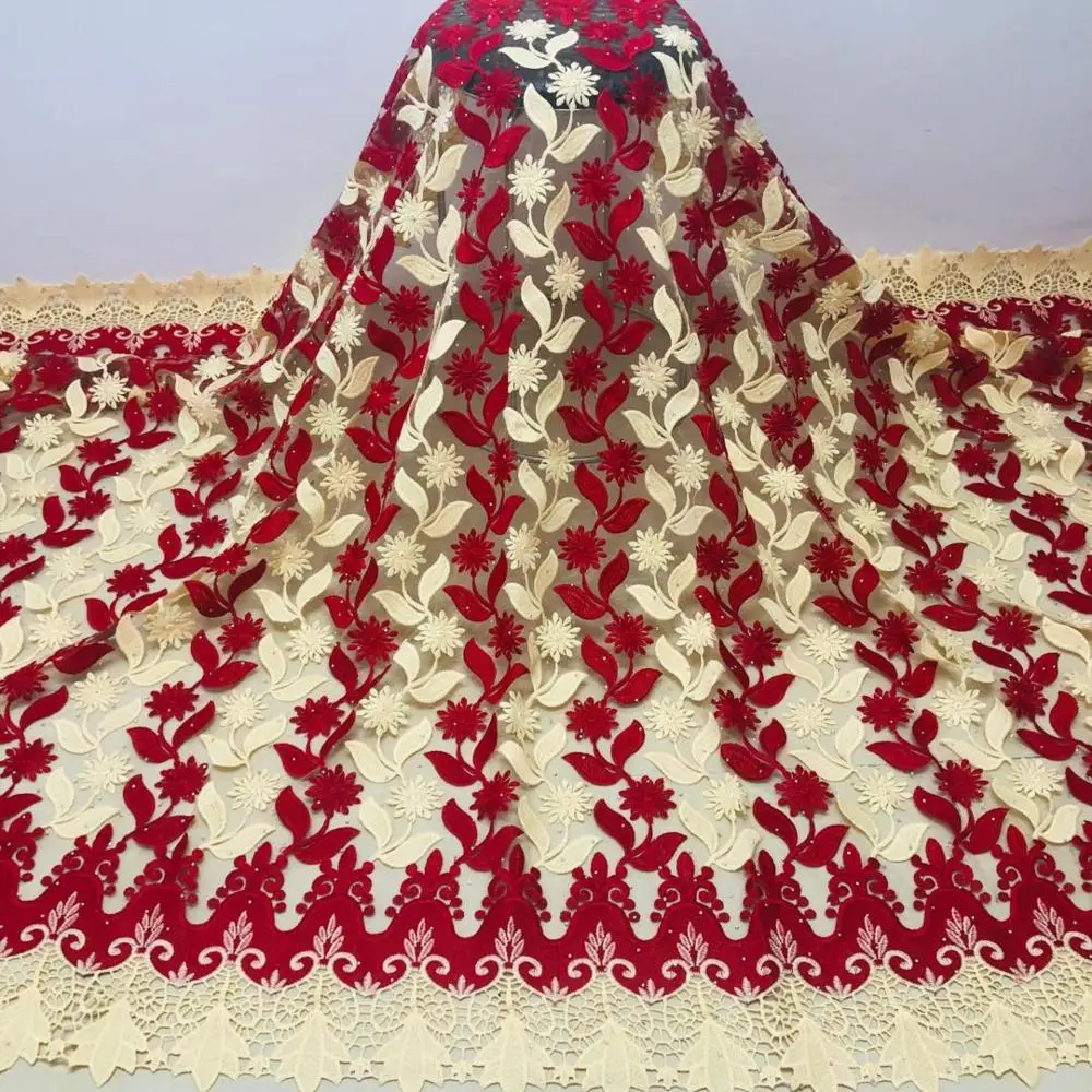 2020 Высокое качество Африканский гипюр кружева тюль ткань последние 5 ярдов