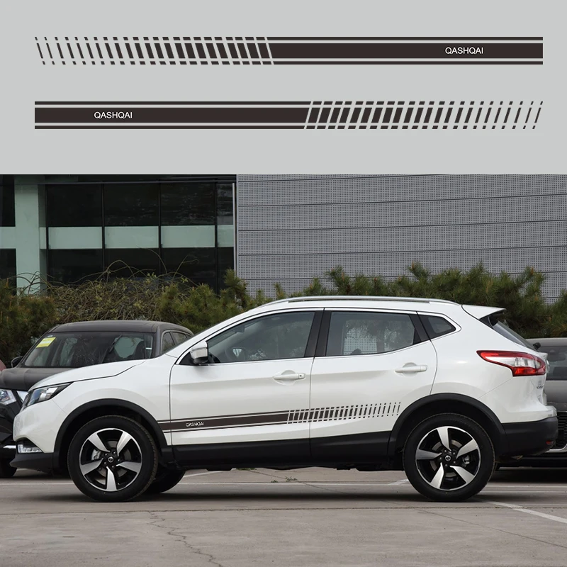 2 шт./лот, наклейка для автомобиля с боковой полосой для Nissan QASHQAI Racing Styling, графическая Виниловая наклейка для автомобиля s