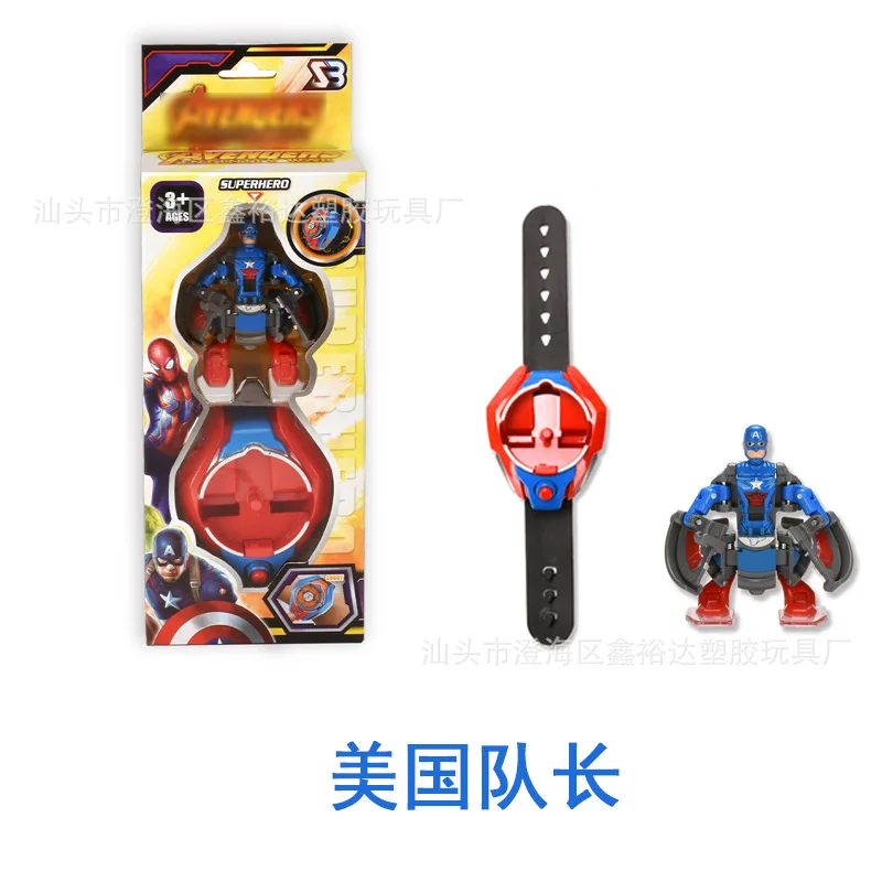 

CHILDREN'S Cartoon Ejection Transformation Watch Avengers Theme Watch GIRL'S And BOY'S Garage Kit Model Toy