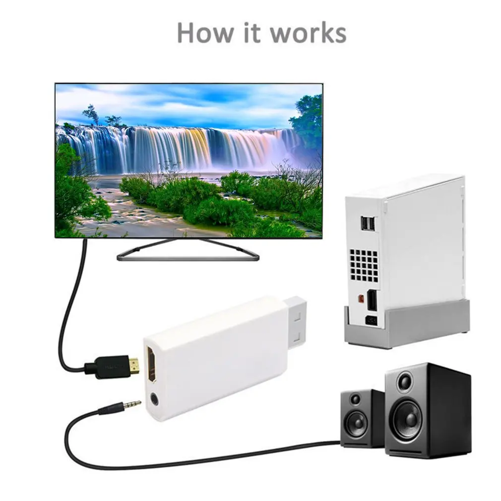 Для wii к HDMI HD видеосъемка конвертер адаптер Белый+ HDMI кабель 720P 1080P hd-конвертер аудио выход