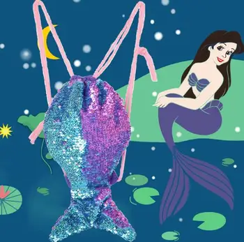 

new fish tail sequined cord backpack with leash coin purse sequined backpack
