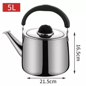 Нержавеющая сталь, утолщенный чайник со свистком, чайник большой емкости, газовая, индукционная плита, универсальный чайник со свистком - Цвет: 5L