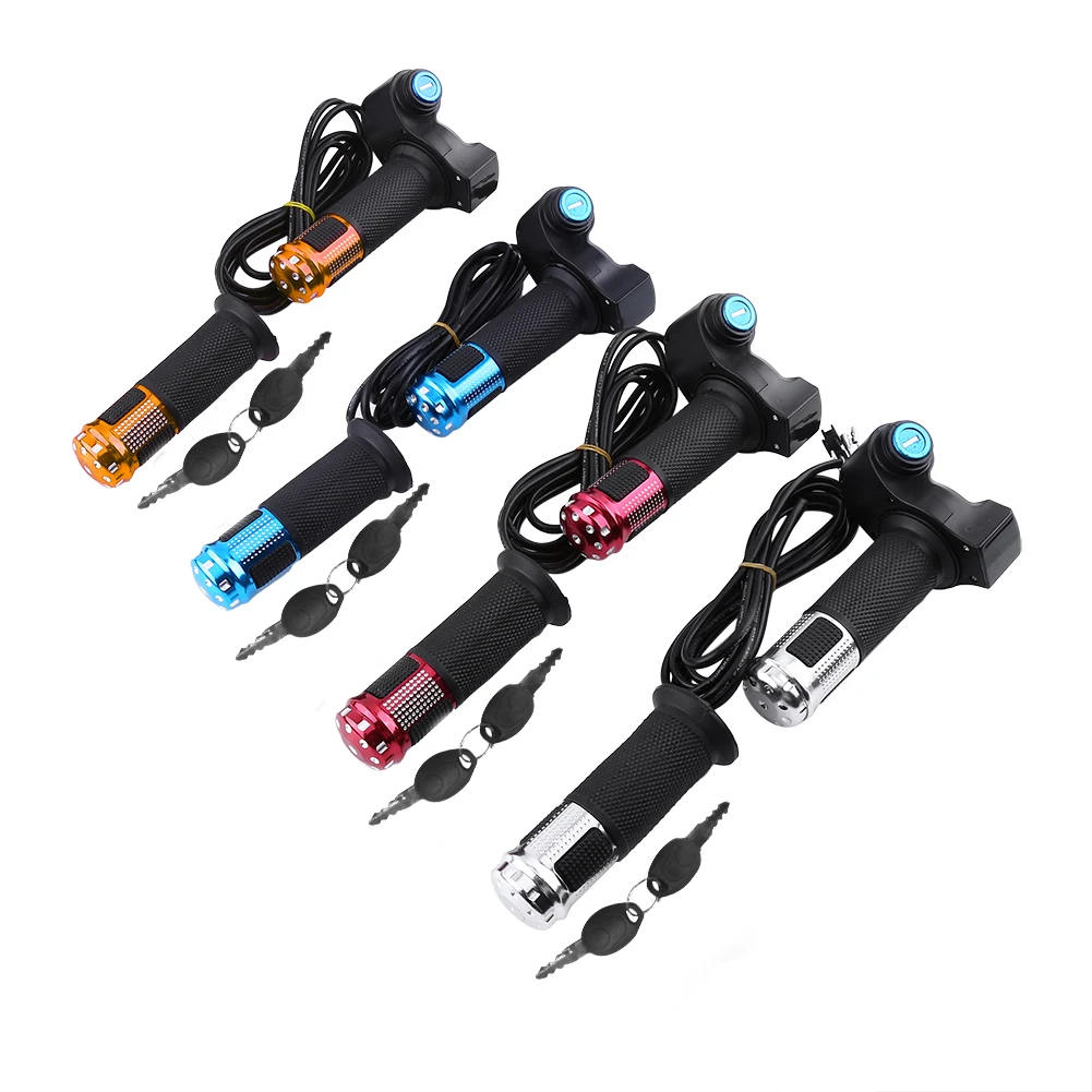 

4 Colors Twist Throttle Grip Handlebar With LED Display Screen Handle With Key Knock For Electric Bike Display Indicator/Lock