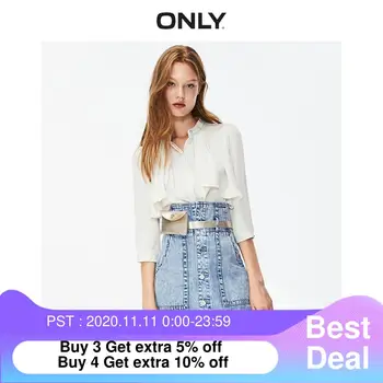 

ONLY Women's Loose Fit Ruffled 3/4 Sleeves Chiffon Shirt | 119331503