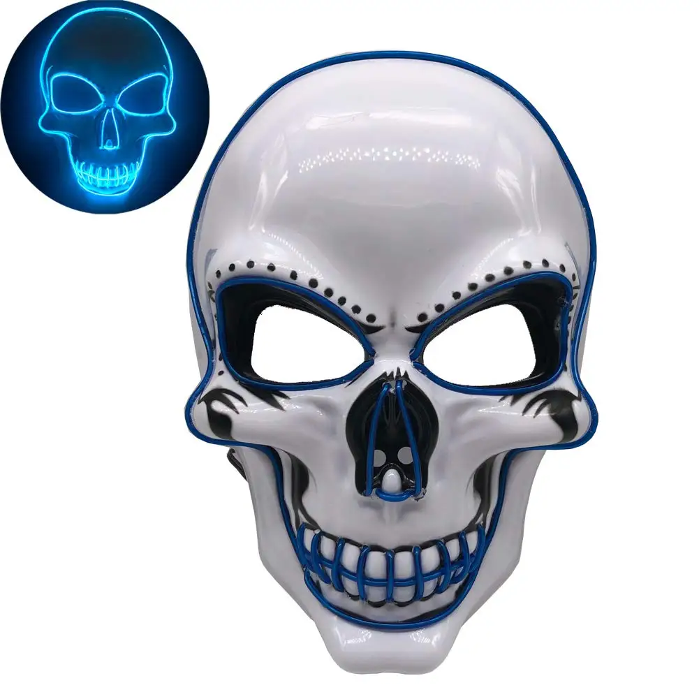 Хэллоуин пугающая маска светодиодный светильник на все лицо маска для продувки год выбор большие маски Светящиеся в темноте Хэллоуин Череп реквизит - Цвет: Blue Lighting
