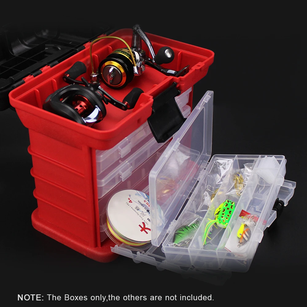 

Fishing Accessories Box Fishing Tackle Box with 4 Fishing Boxes Trays with Secure Locking Latches Removable Dividers