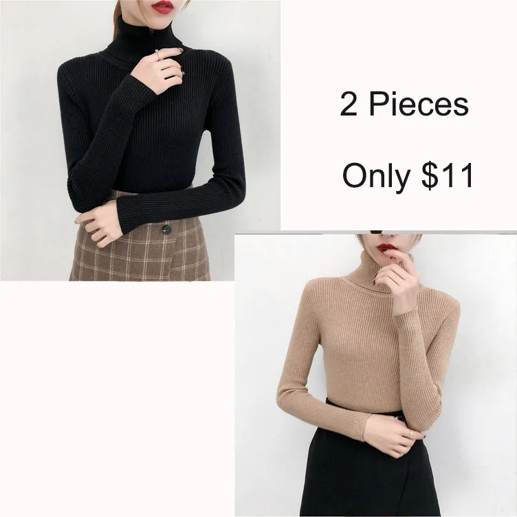 blackkhaki Bonjean, осенне-зимний вязаный джемпер, топы, водолазка, пуловеры, Повседневные свитера, женская рубашка, длинный рукав, плотный свитер для девочек - Цвет: blackkhaki