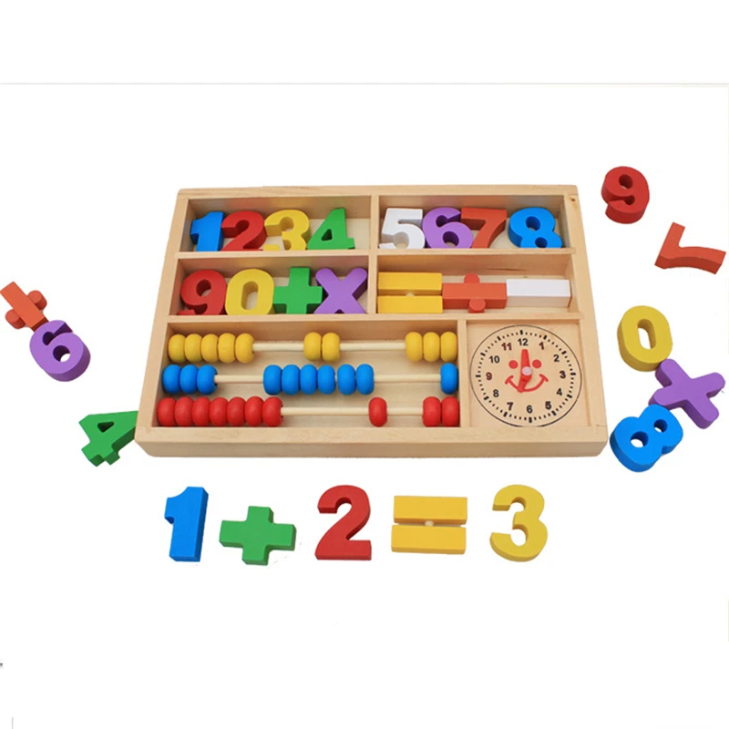 1 Набор деревянный Абак игра номер подарок на день рождения красочные деревянные игрушки раннего цифрового обучения коробка Математика математические часы - Цвет: Многоцветный