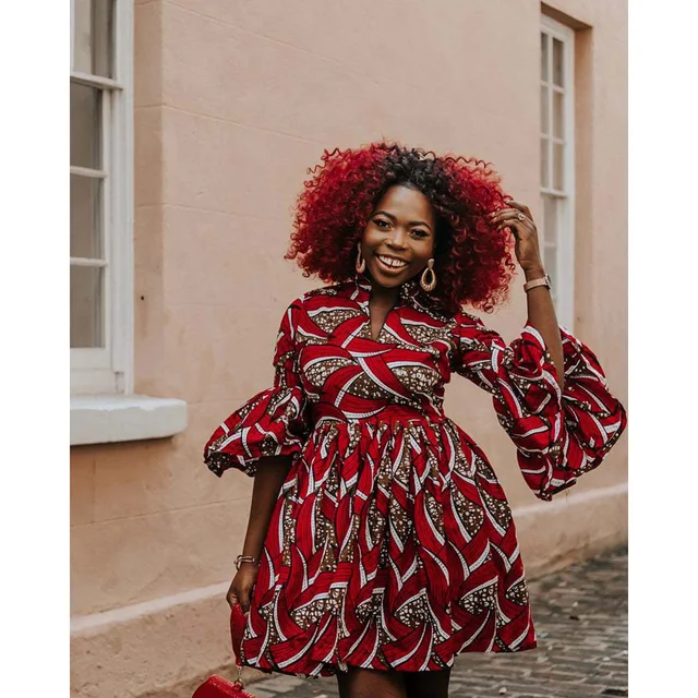 Yome African V-Neck  Dress