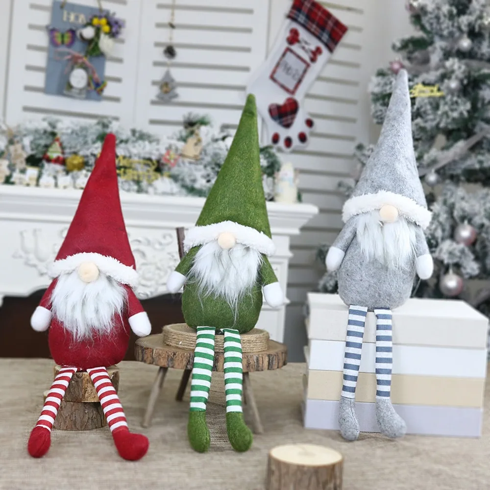 Рождественские Кулоны Санта-Клауса, Кулоны Санта-Клауса, завязанные бородой, Висячие длинные ножки, плюшевое украшение, подвеска, декор для окна,# 15F