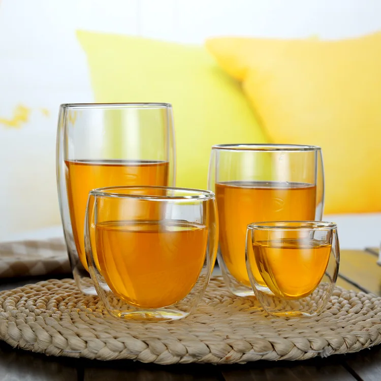 Heat Resistant Double Wall Glass Cup 80/150/250/350 Ml Beer Coffee Water Cups Transparent Cup Wholesale Drink Glass Set