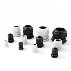 Waterproof Cable Gland Connector IP68 White Black Nylon Plastic PG7 for 3-6.5mm PG7 PG9 PG11 PG13.5 PG16 PG19/21 10pcs