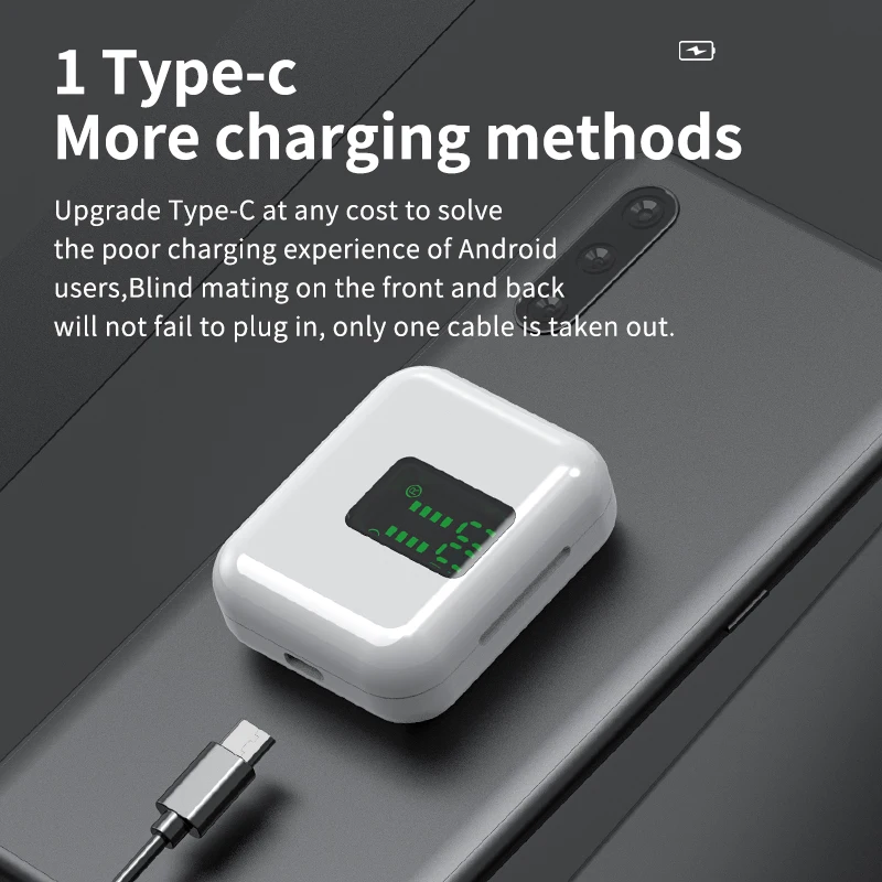 Mini TWS Bluetooth 5.1 wireless Earphones Hifi stereo waterproof noise reduction sports headset with microphone.