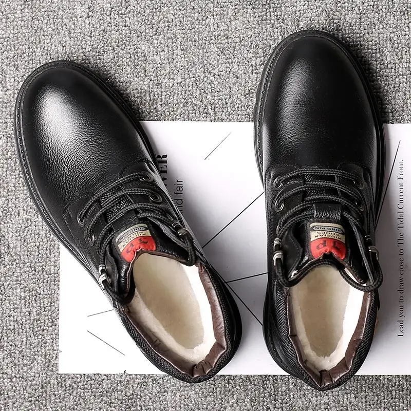 Online Mazefeng Neue Pelz Warme männer Casual Stiefel Baumwolle Schuhe Leder Winter Flanell Martin Stiefel männer Armee Stiefel Anti  skid Männer der Schuhe