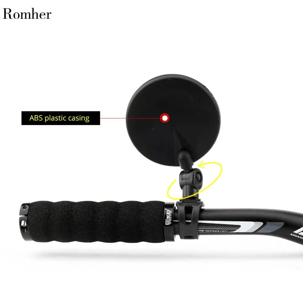 Romher Bicycle Rearview Handlebar Mirrors Cycling Rear View MTB Bike Silicone Handle Rearview Mirror