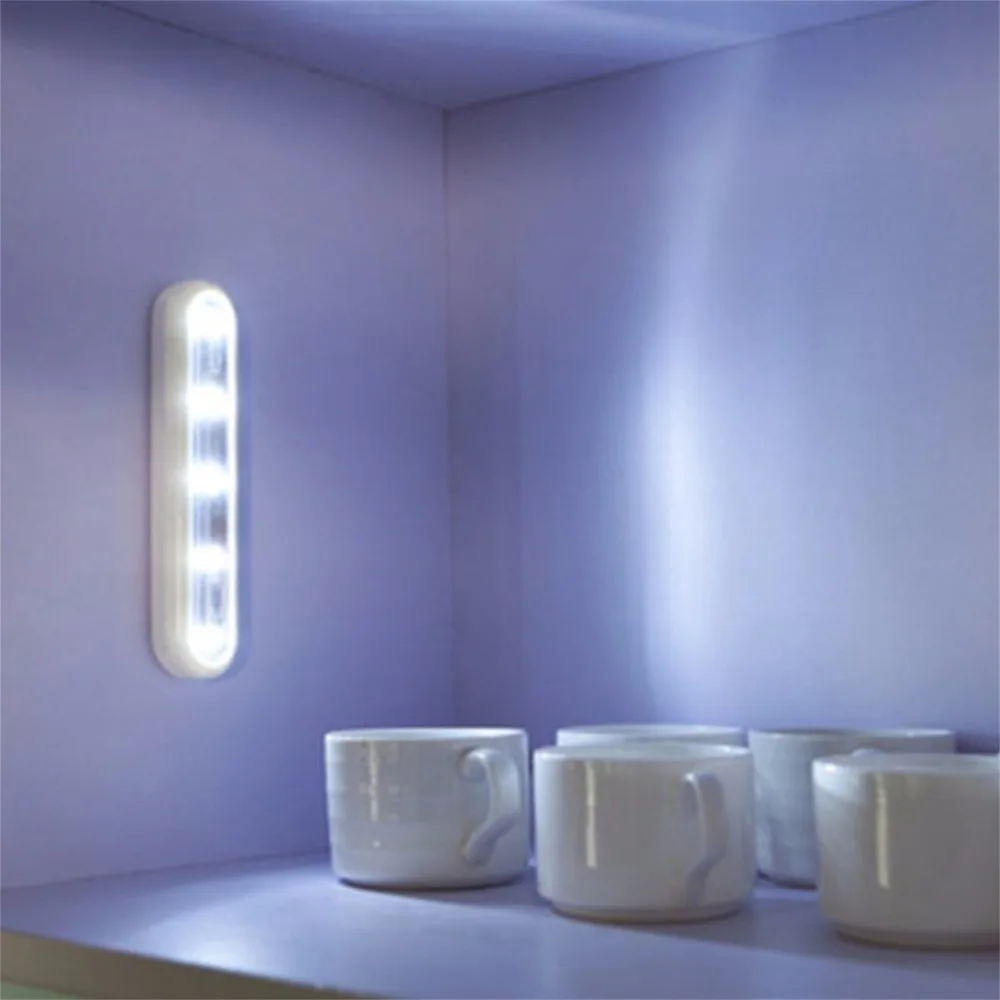 Battery-powered LED Light Stick Small Night Light Self-adhesive Wardrobe Light Bar For Bathroom Cabinet Stairway Closet
