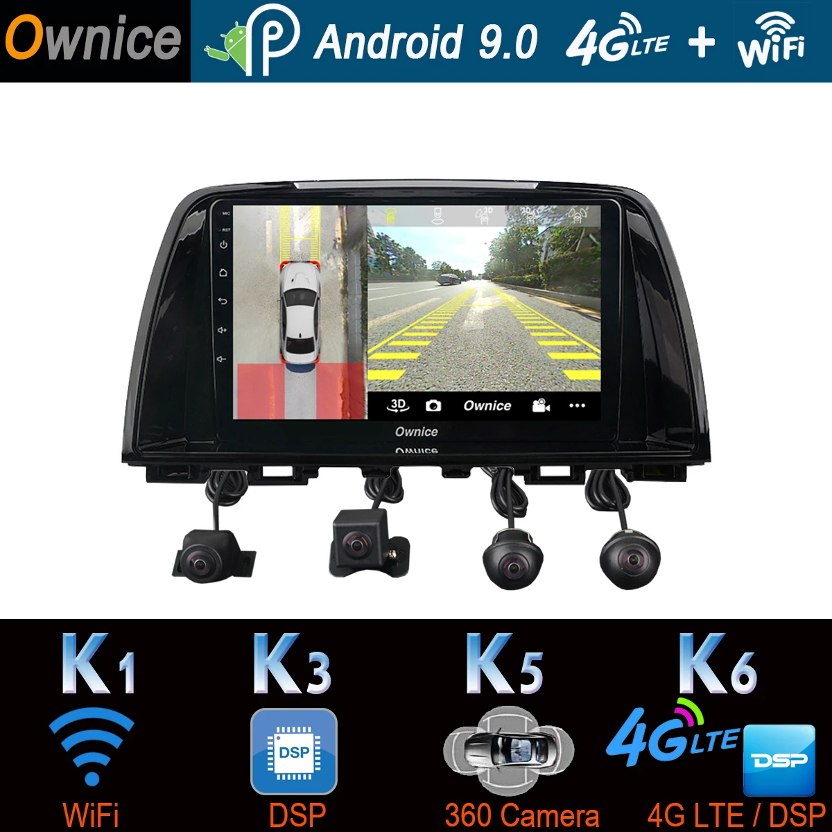 360 ° панорамный 4 + 64G Android 9 0 Автомобильный мультимедийный радиоприемник GPS SPDIF DSP