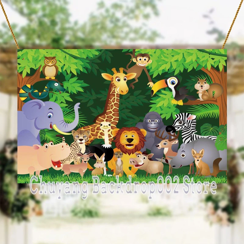 Mua Jungle Safari Wild One Animals Birthday Party Decoration, Large Fabric Jungle  Animals Backdrop Photo Door