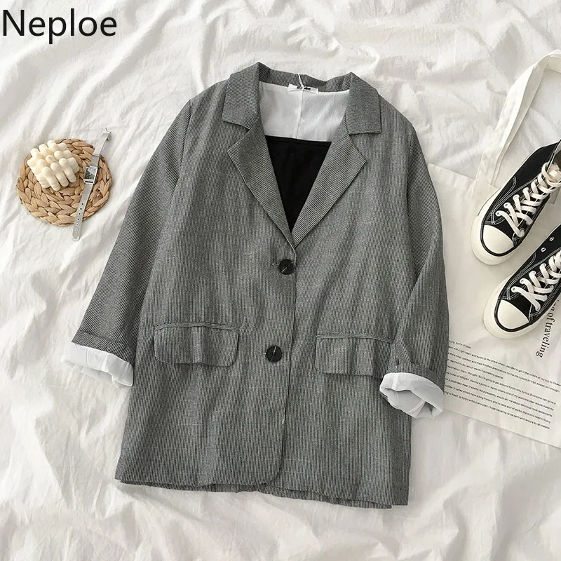 Neploe/Корейский модный однобортный женский пиджак с зазубренным воротником и Блейзер Женский Повседневный костюм пальто осенняя верхняя одежда