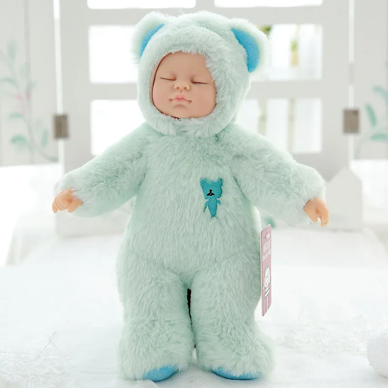 green bear Детская подушка имитация спящего Успокаивающая кукла длинноухий кролик медведь Вислоухий кролик кукла Спящая плюшевая кукла - Цвет: green bear