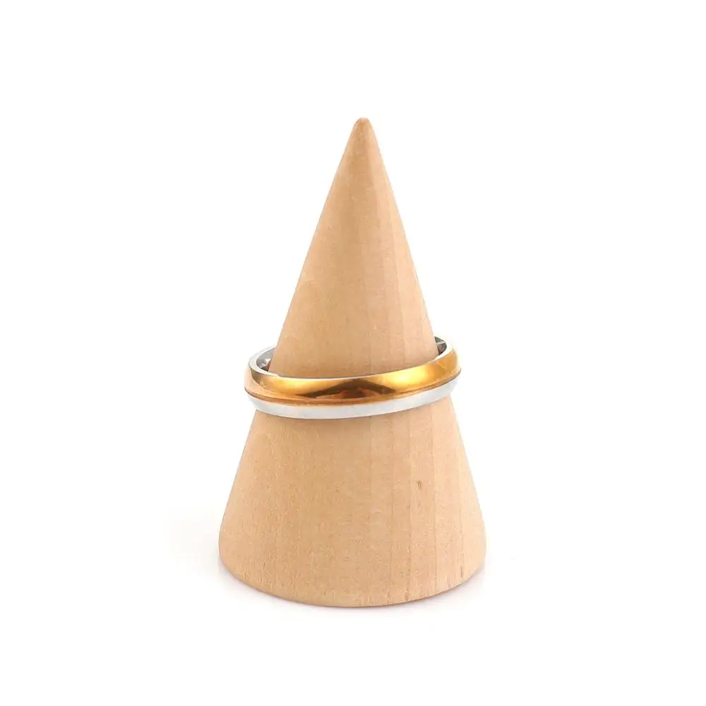 

DoreenBeads Pine Wood Jewelry Rings Displays Geometric Cone Natural Janpanese Simple Rings Displays Multi-Size 1PC