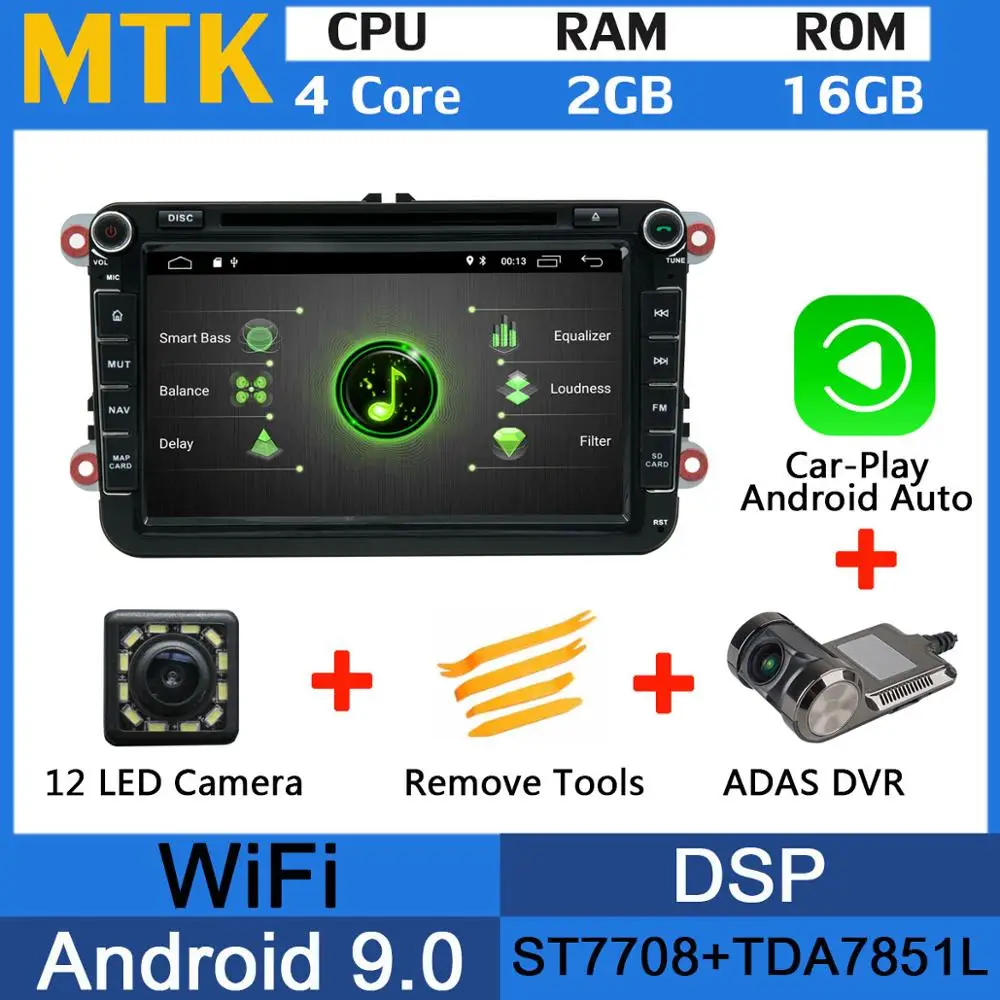 5 USB порт Восьмиядерный Android 9,0 автомобильный DVD gps радио плеер для VW Passat B6 B7 Jetta Caddy Tiguan Golf Polo Skoda Yeti превосходный автомобиль - Цвет: MTK-Adas-Carplay