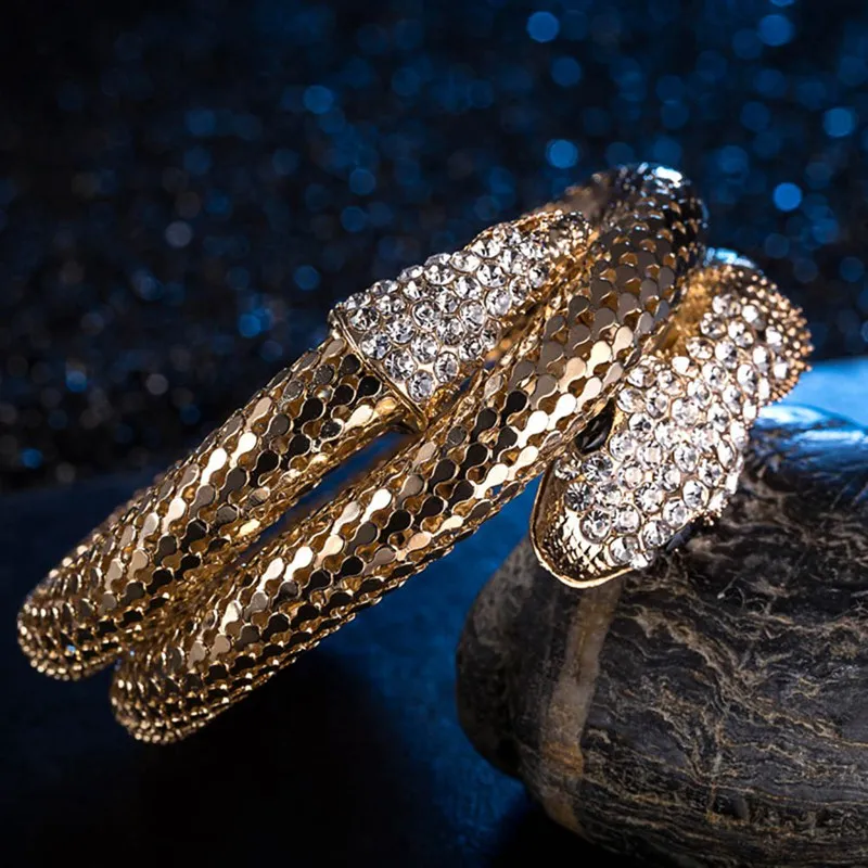 Punk Gold Color Snake Bangle Retro Club Snake Spiral Bracelet Upper Arm Cuff Armlet Armband Bangle Jewelry Gifts 1pc