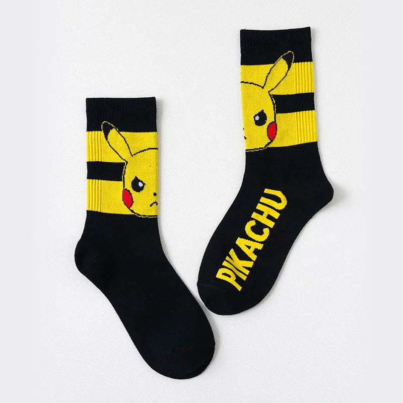 Anime Pokemon Pikachu figura calcetines de algodón Pokemon Squirtle Charmander Bulbasaur Anime Cosplay de las mujeres de los hombres calcetines para regalo de Navidad