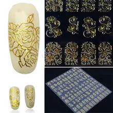 Yfashion 108 шт/лист золотой стикеры 3D на ногти Nail Art наклейки накладной ноготь с металлическим чипом наклейки для дизайна ногтей украшения переводные наклейки для воды советы