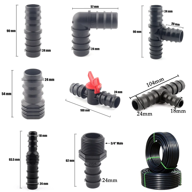 5pcs 16mm Garden Irrigation Tube Connector POM Watering Hose Nut Elbow Tee Connectors Agricultural irrigation PE Pipe Joints