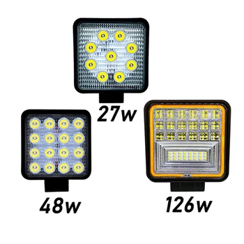 

LED Work Lights 27W 48W 126w bar headlamp 6000k Spot fog lamp auxiliary lights headlights for Truck Tractor Boat Trailer SUV ATV