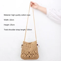 Summer Travel Beach Bag Handmade Woven Shoulder Bags Bali Knitting Casual Tote Crossbody Bag Hollow Out Women Messenger Handbag