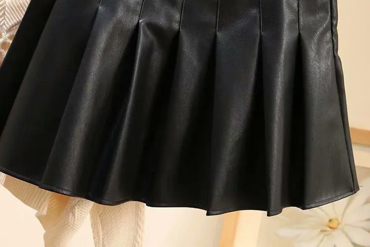 4XL размера плюс Женская Корейская юбка плиссированная юбка из искусственной кожи Красная осенняя и зимняя повседневная Милая Короткая мини-юбка Kawaii Skrits черная