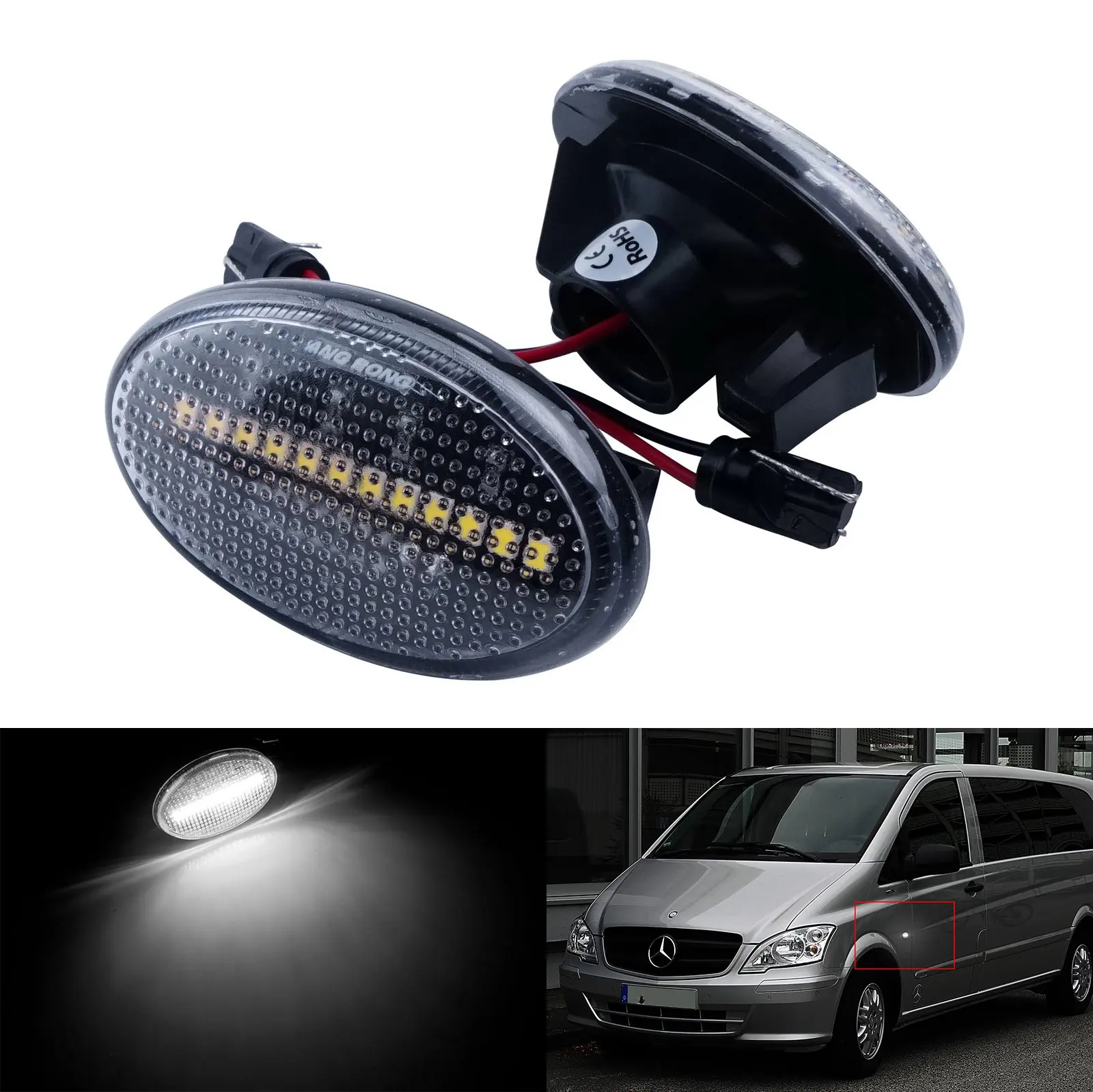 Умный светодиодный боковой маркер ANGRONG белый индикатор для Mercedes Benz W168 415 W639
