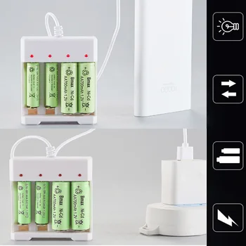 

4 Slot Support Power Bank Universal USB Battery Charger Adapter For AA / AAA Battery Rechargeable Charge Fast Charging Tools