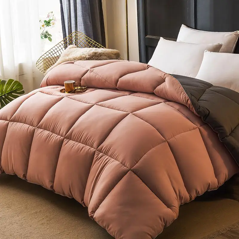 Twin Full Queen King Size Very Warm Winter Quilt Spring/autumn Comforter Duvet High Grade Blanket Filler With 100%cotton Cover - Цвет: Светло-серый