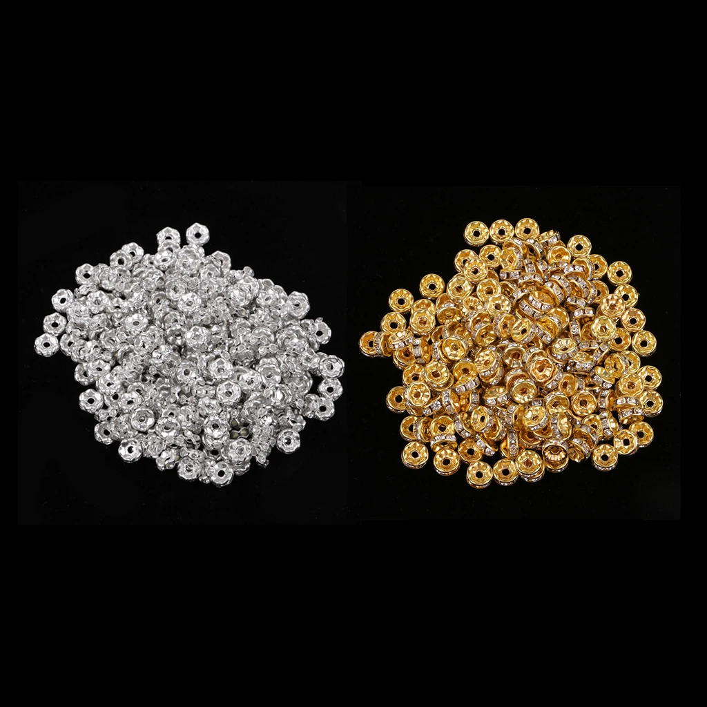 500Pcs Gold/Silver Crystal Rondelle Spacer Bead 6mm 8mm Beads for jewelery Making Bracelets DIY