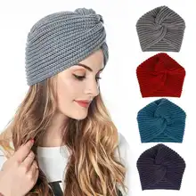 

Women'S Knitted Turban Hats Bohemia Turban Cashmere Cross Wrap Head Indian Hat Wool Knitting Bonnet Turbante Cap 2021 New