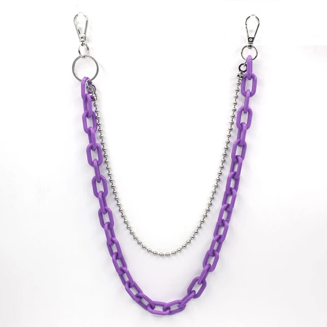 Pink and Purple Beaded Jean Chain 