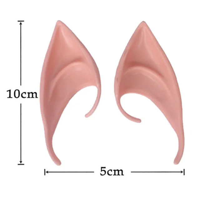 1 пара эльф Уши Вампира Клыки протезы реквизит аксессуары для косплея Хэллоуин Рождественская вечеринка латексные мягкие остроконечные накладные уши реквизит - Цвет: 10cm-long pink ear