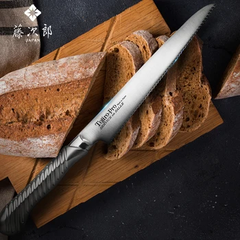 

TOJIRO Bread Knife Alloy Steel Serrated Blade Slicing Knife Easy Cut Pastry Cheese Cake Cutting Tools Japanese Home Bread knives