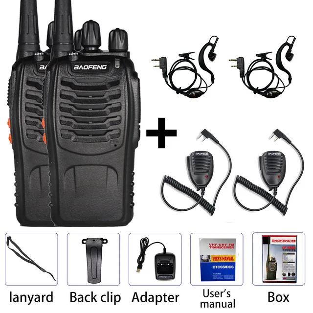 2 шт. Baofeng BF-888S Walkie Talkie888S 6 км портативный CB Ham Радио Портативное двухстороннее радио HF трансивер беспроводной домофон BF888S - Цвет: Box with Ear Mic