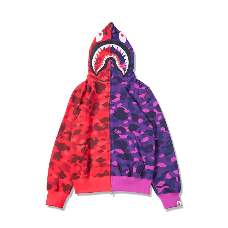 

Purple Red Camouflage Mixed Colors Light Gray Blue Mixed Colors Printed Fashion Japanese-style Hoodie