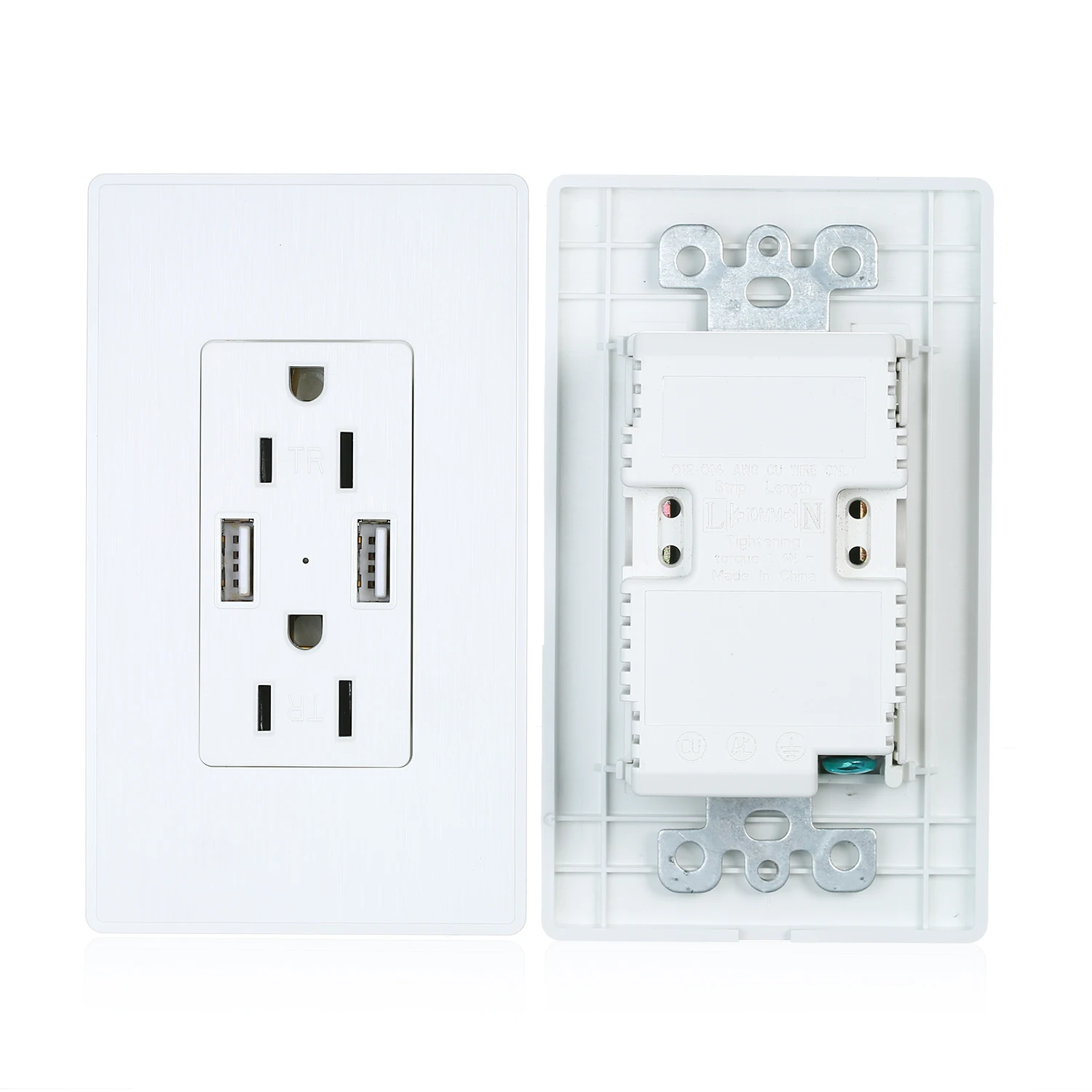 

15A US Standard Dual USB Wall Socket,Double 2.1A Universal Plug Socket Port Power Adapter Outlets for iPhone Samsung