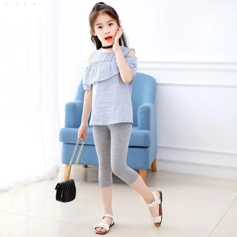 New Arrival Summer Girls Pants Calf-length Skinny Pants Girl Leggings Child Children Pants Kids Clothing 3T-8T - Цвет: P8