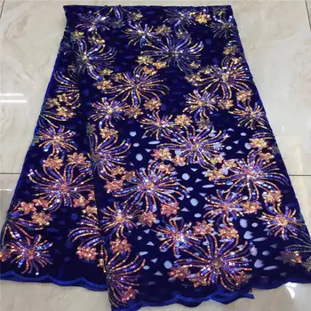 

Hot Sale Velvet Lace Fabric 2019 Wine red High Quality African Lace Fabric with Sequins French Lace Fabric for Evening Dress
