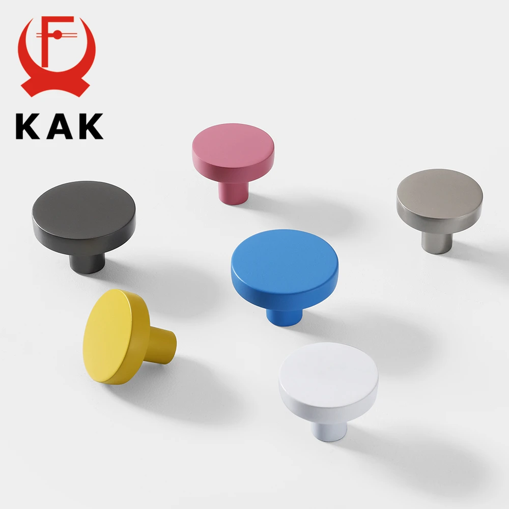 KAK Gold Cabinet Knobs Black Kitchen Handles Zinc Alloy Colorful Furniture Knobs for Kids Room 30mm Cupboard Door Pulls Hardware